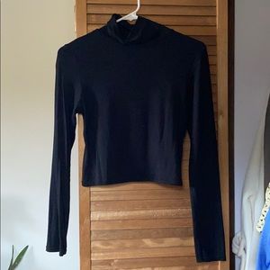 Black turtle neck crop top